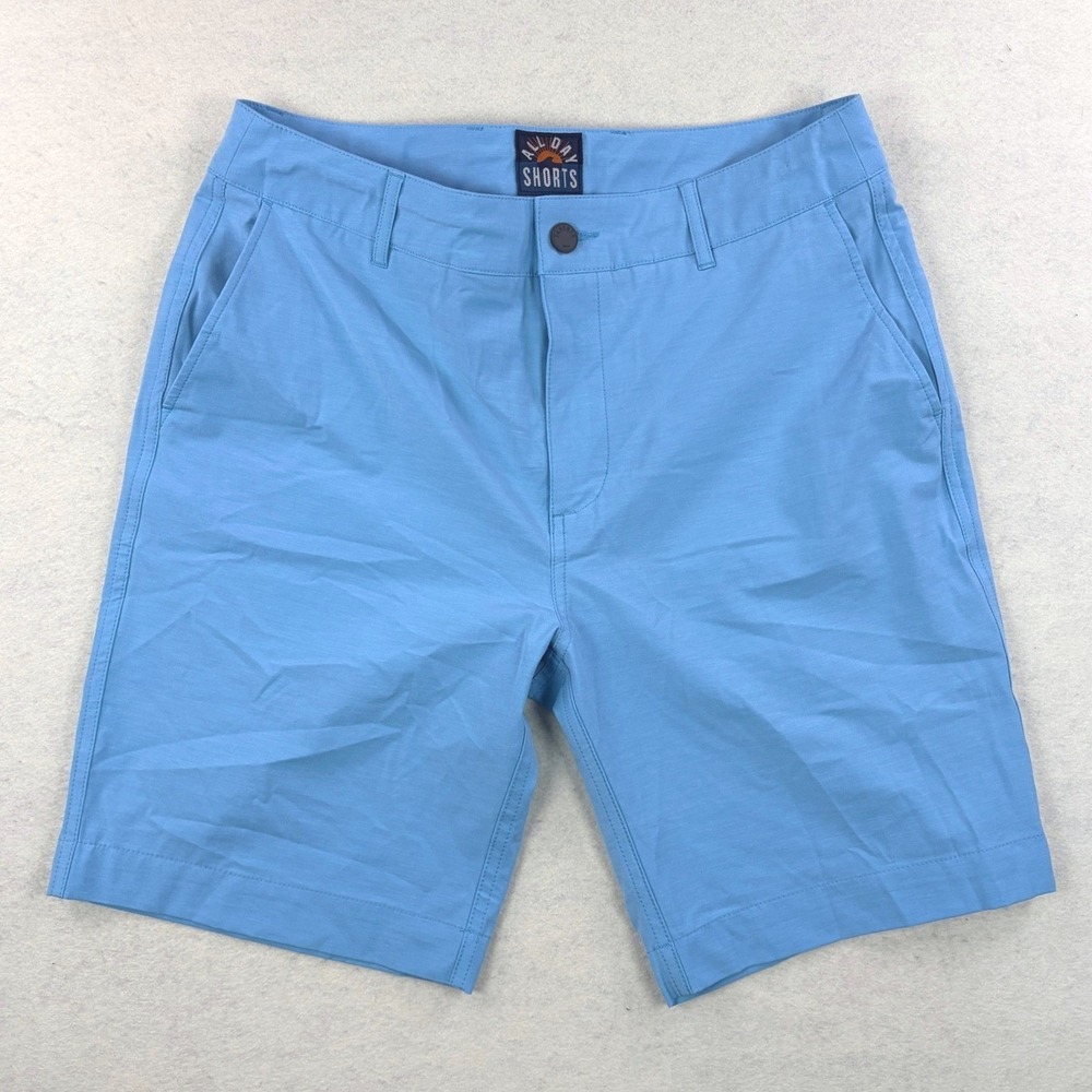 Faherty All Day Shorts Mens 32 Light Blue Hybrid Stretch Recycled Quick Dry 7.5"